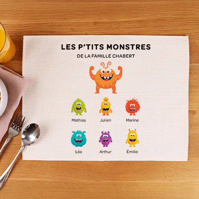 Set de table personnalisé - Famille Monstres
