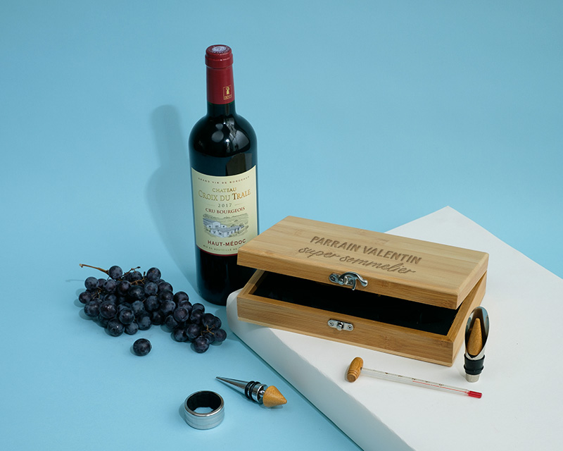 Coffret sommelier personnalisé - 5 accessoires - Texte