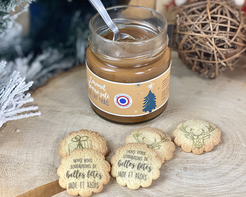 Coffret duo biscuits et caramel beurre salé Personnalisable - Noël