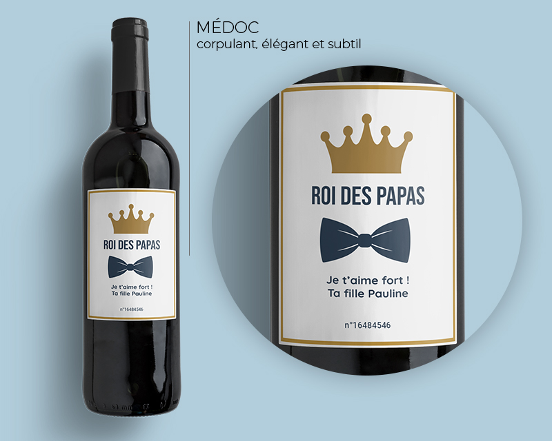 Bouteille de vin de Bordeaux personnalisée - Papa Royal