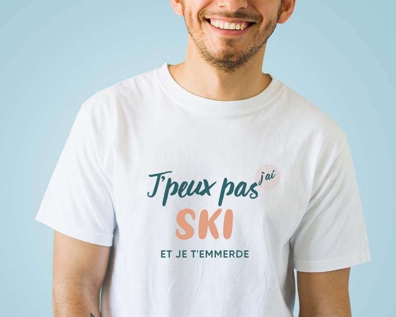 Tee shirt personnalisé homme - J'peux pas j'ai ski