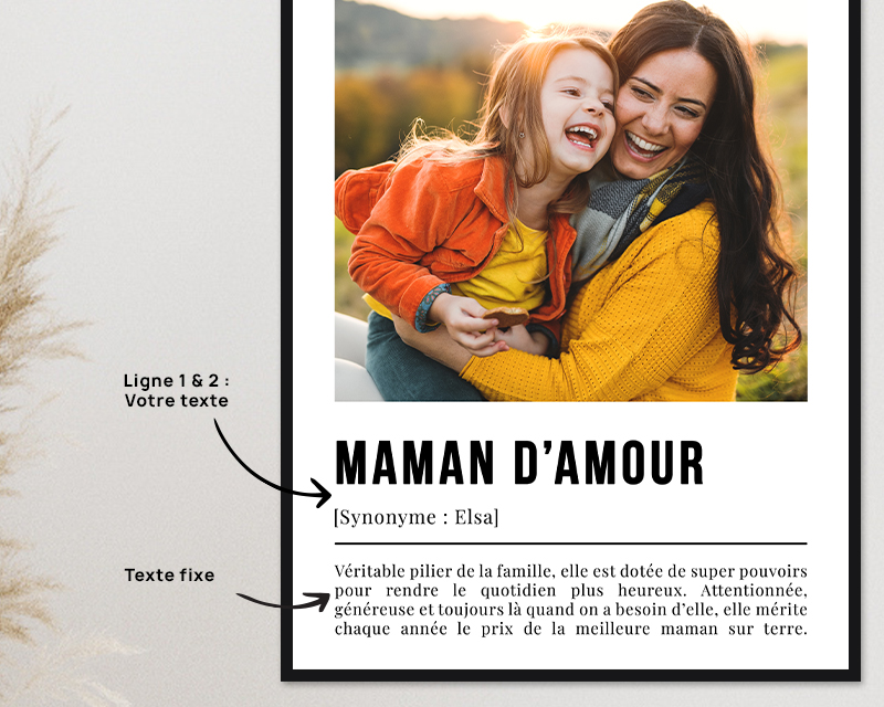 Poster photo personnalisé - Définition Maman