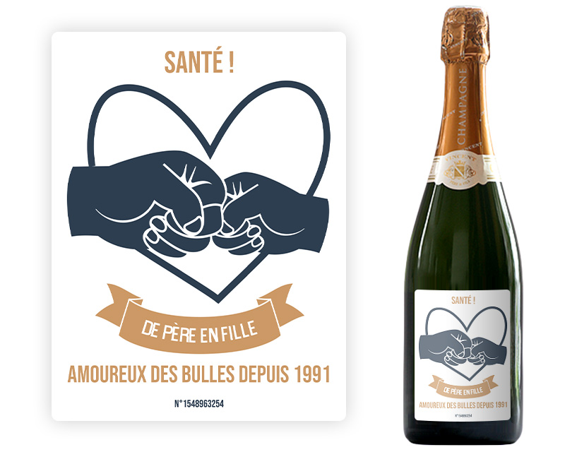 Bouteille de champagne personnalisée - De Père en Fils / Fille