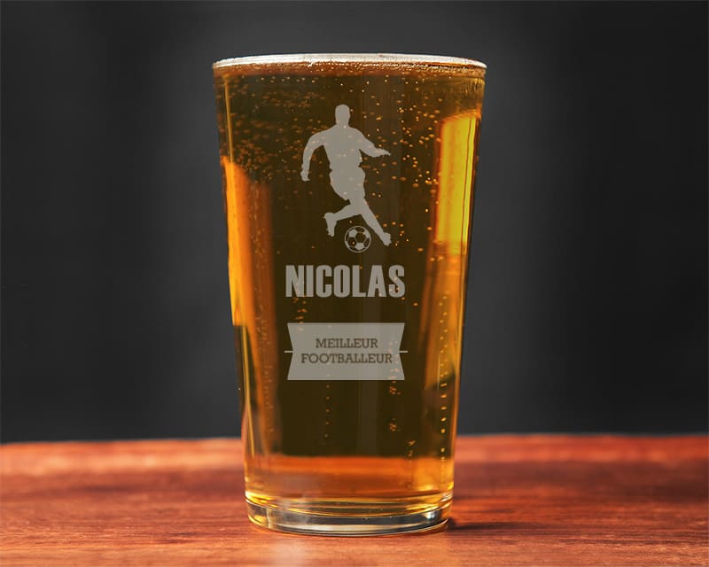 Verre à bière personnalisé prénom - Foot