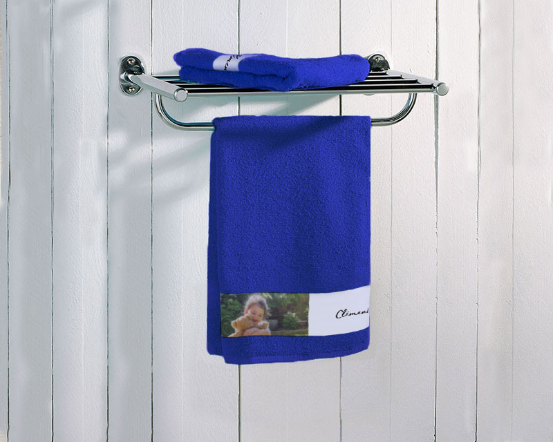 Serviette bleue Personnalisable - Photos et Message