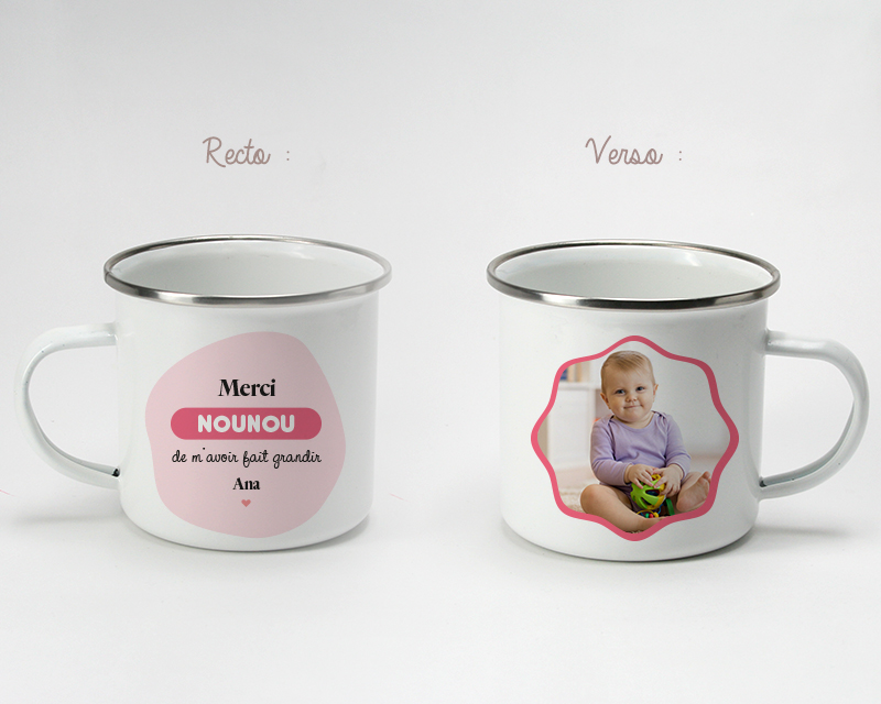 Mug émaillé personnalisé photo - Nounou