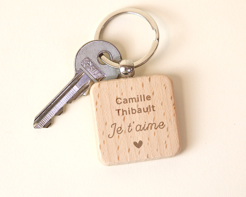 Porte-clés en bois personnalisé - Couple