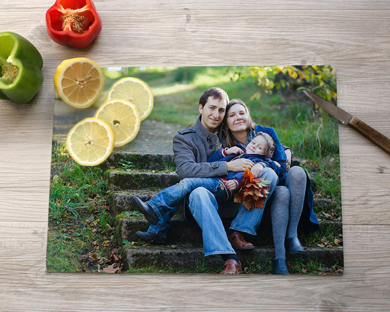 Planche à découper en verre personnalisée - Photo