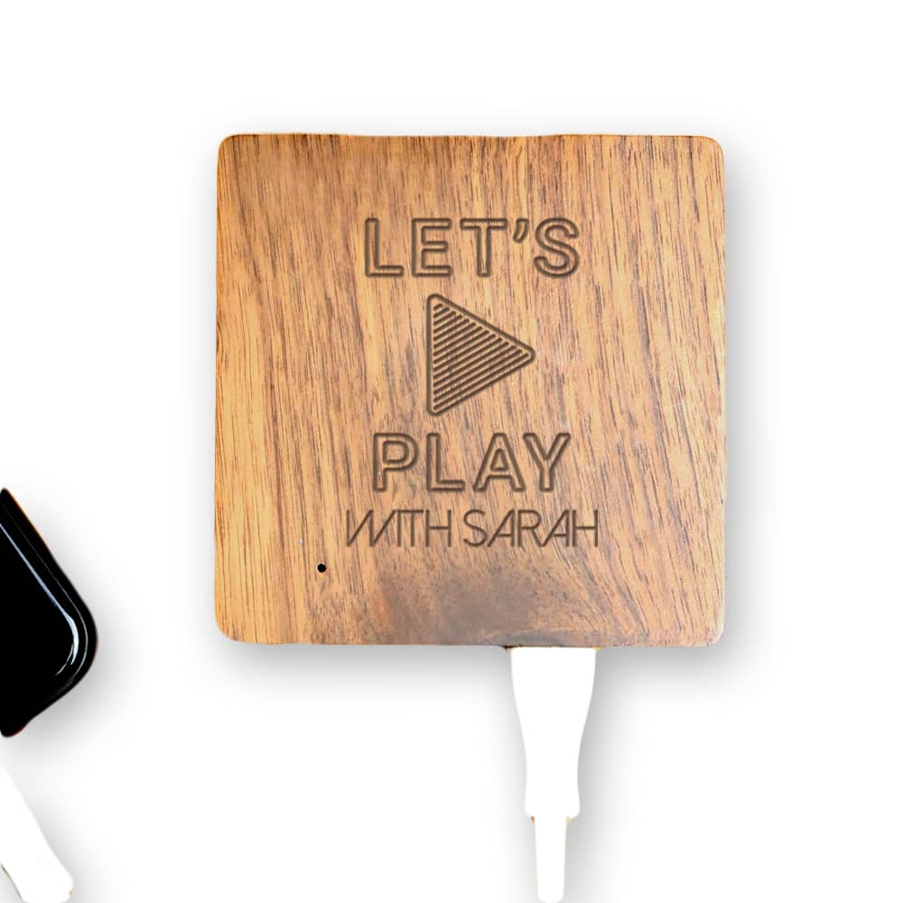 Batterie Externe en bois personnalisable 5000 mAh - Let's Play