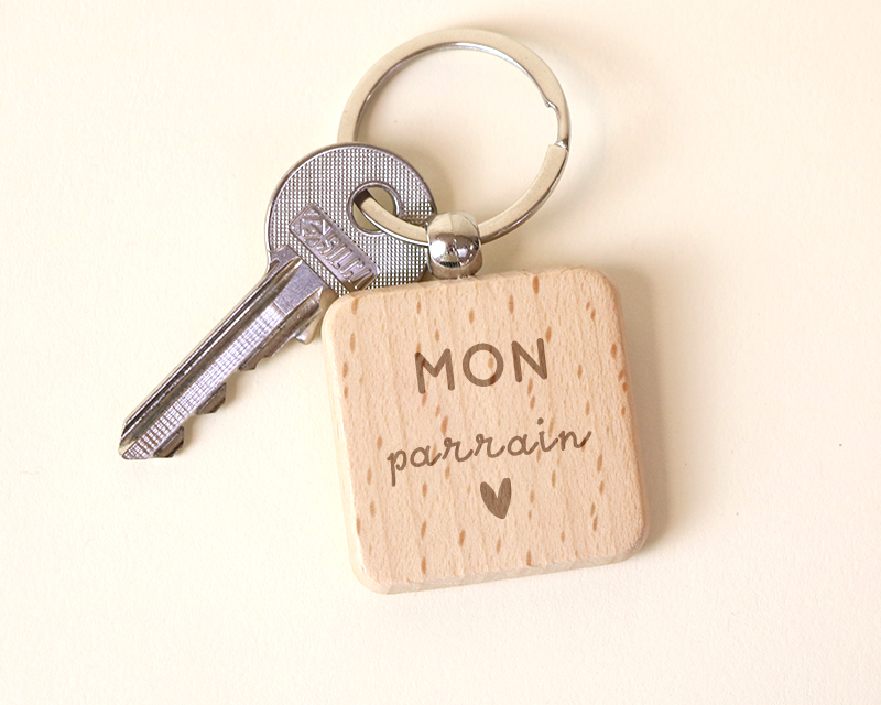 Porte-clés en bois personnalisé - Parrain