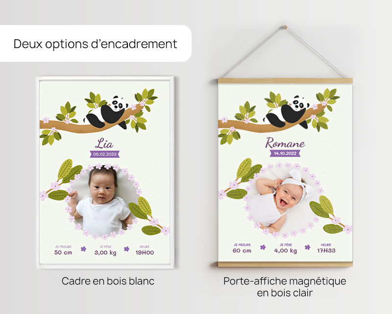 Affiche naissance personnalisée - Panda