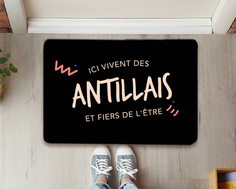 Paillasson personnalisé - Ici vivent des Antillais