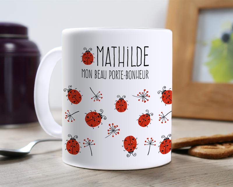 Mug personnalisé prénom - Coccinelle Porte-bonheur