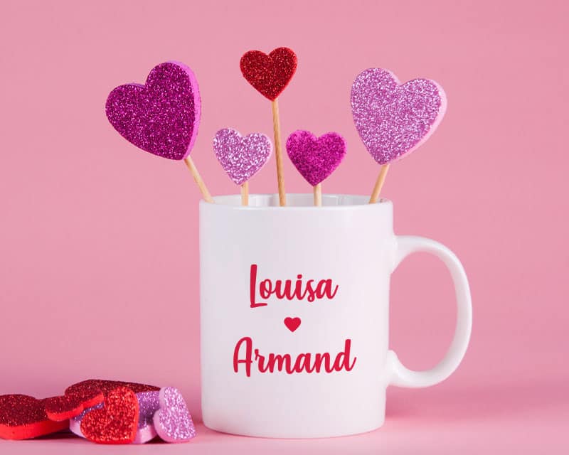 Mug personnalisé prénoms couple - Coeur