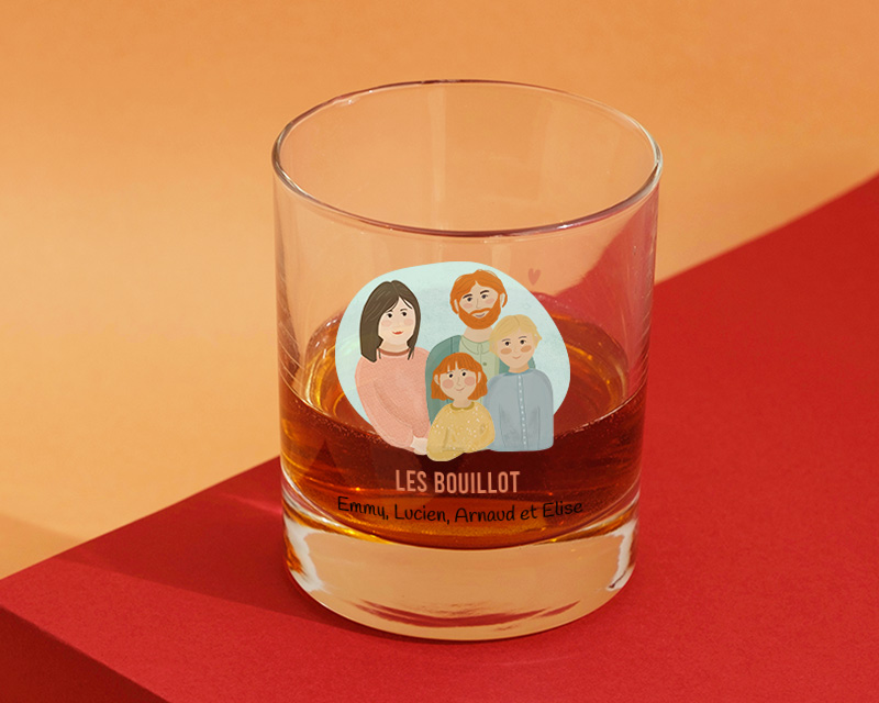 Verre à whisky personnalisé - Portrait de famille