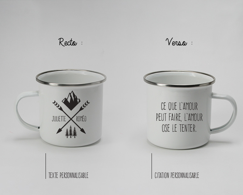 Mug émaillé personnalisé message - Montagnes