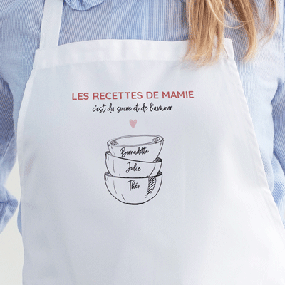 Tablier personnalisé - Bols prénoms famille