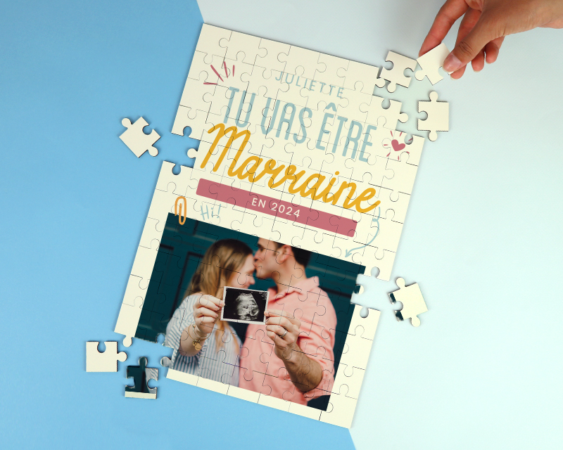 Puzzle personnalisable - Tu vas être marraine