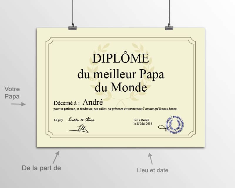 Diplôme personnalisé - Meilleur Papa