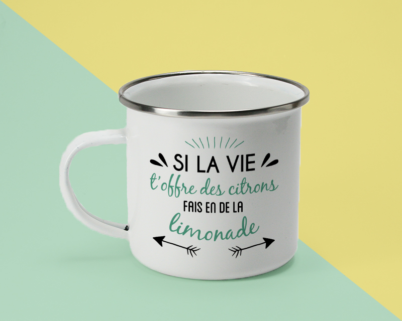 Mug émaillé personnalisé - Message positif