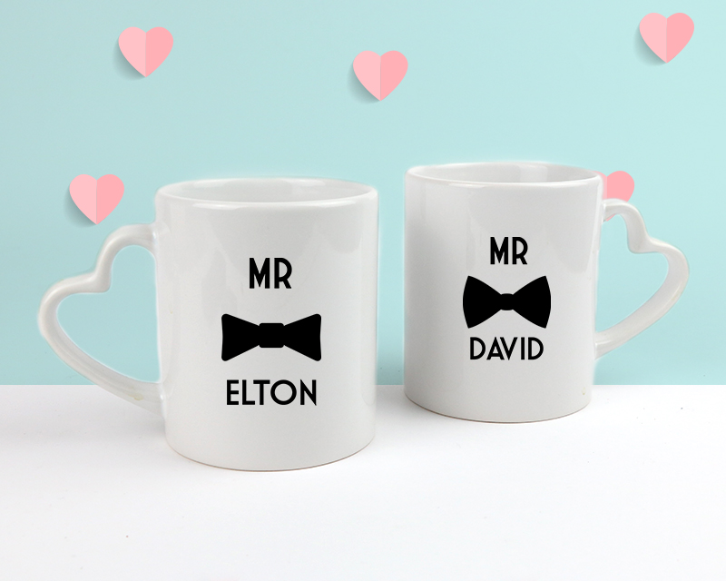 Lot de 2 Mugs cœurs Personnalisables - Mr & Mr