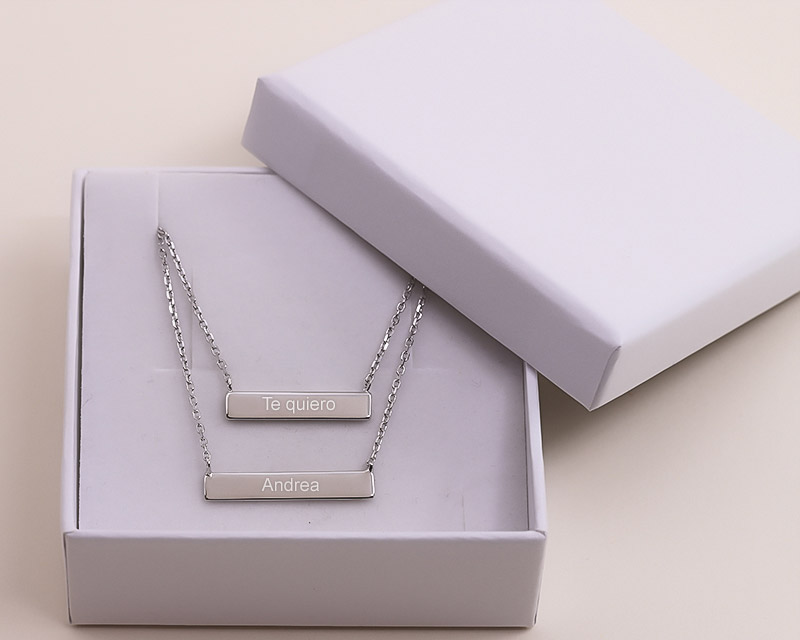 Collier double plaques en argent véritable