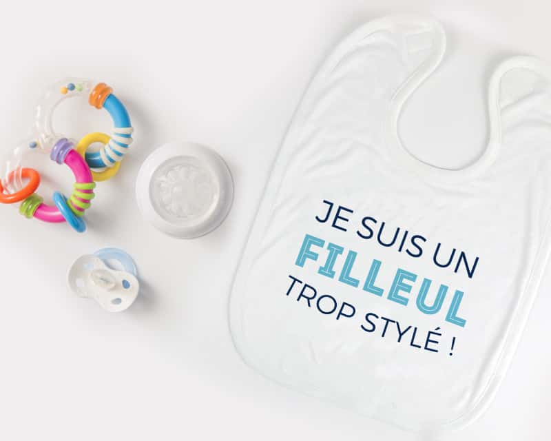 Bavoir bébé personnalisable - Collection 'Je déchire' - Modèle Bleu