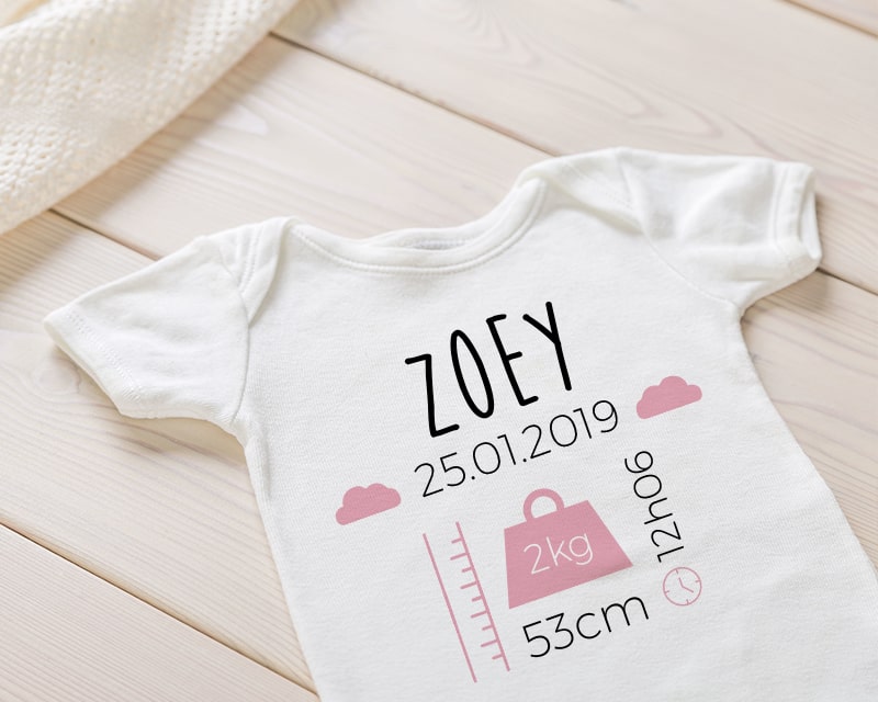 Body personnalisé pour bébé - Naissance - Rose