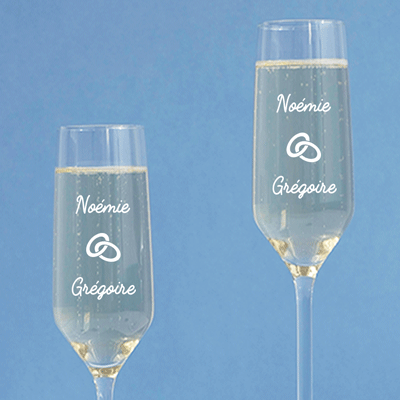 Duo de flûtes à champagne personnalisées - Amour