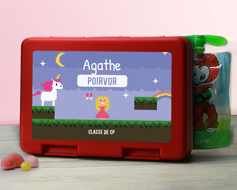 Boîte à goûter personnalisable - Jeux Vidéo Rétro - Version Fille