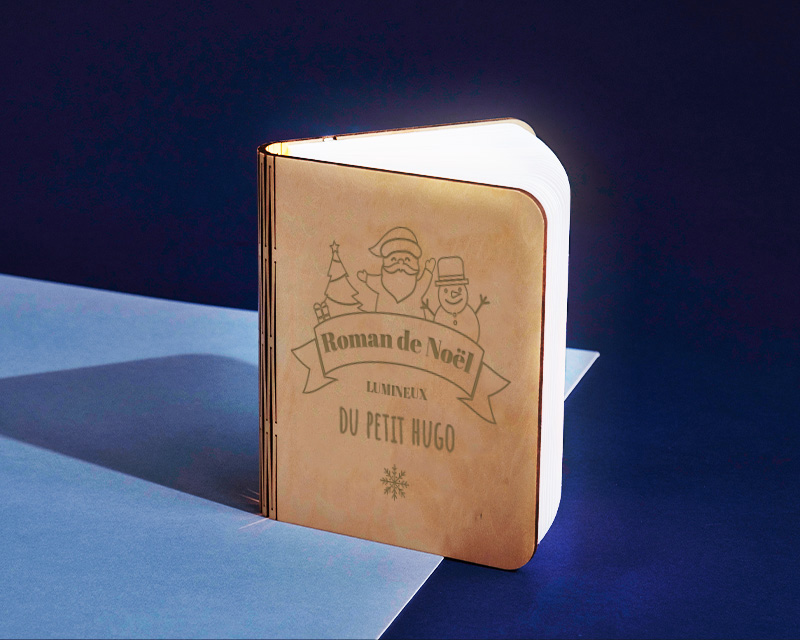 Lampe livre lumineux personnalisé - Joyeux Noël