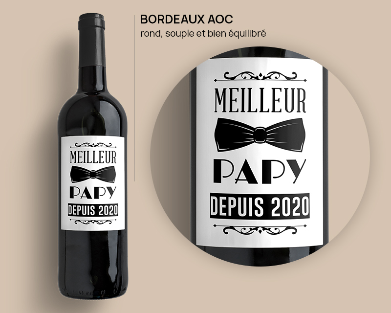 Bouteille de vin de Bordeaux personnalisée - Meilleur Grand-Père