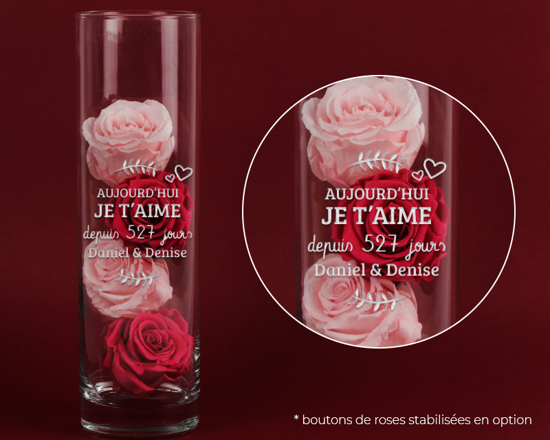 Vase cylindrique design Saint-Valentin