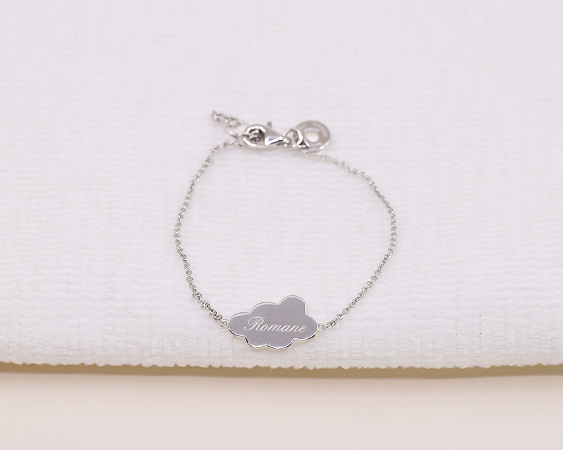 Bracelet enfant personnalisé Nuage - Plaqué or 18 carats ou argent