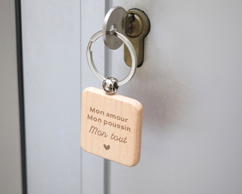 Porte-clés en bois personnalisé - Couple