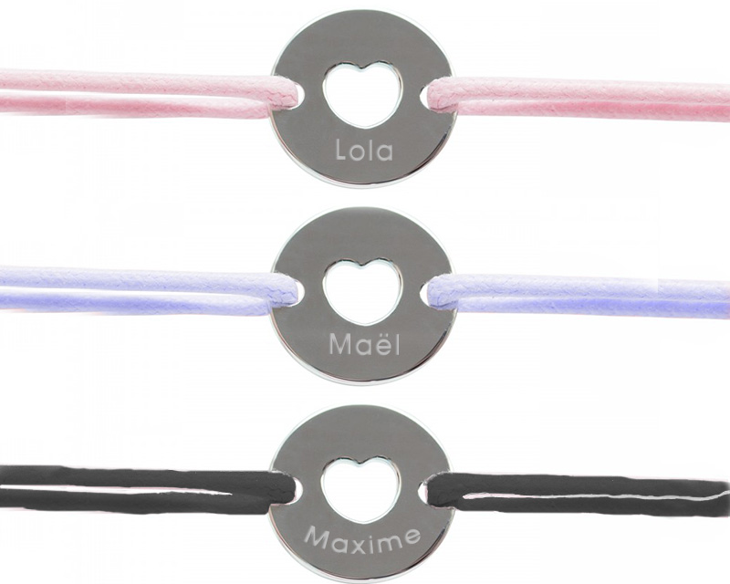 Bracelet Jeton Personnalisable - Coeur argent véritable