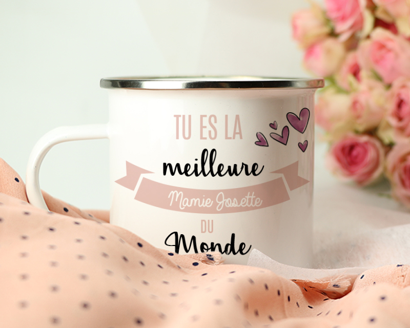 Mug émaillé personnalisé femme - Meilleure du monde