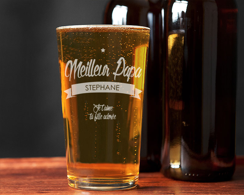 Verre à bière personnalisé message - Meilleur Papa