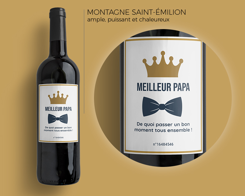 Bouteille de vin de Bordeaux personnalisée - Papa Royal