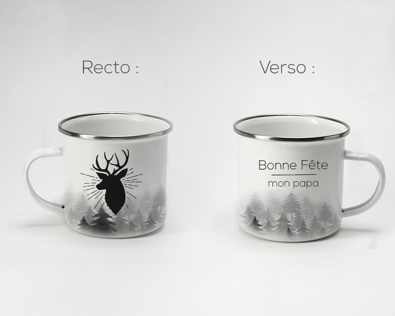 Mug émaillé personnalisé message - Cerf