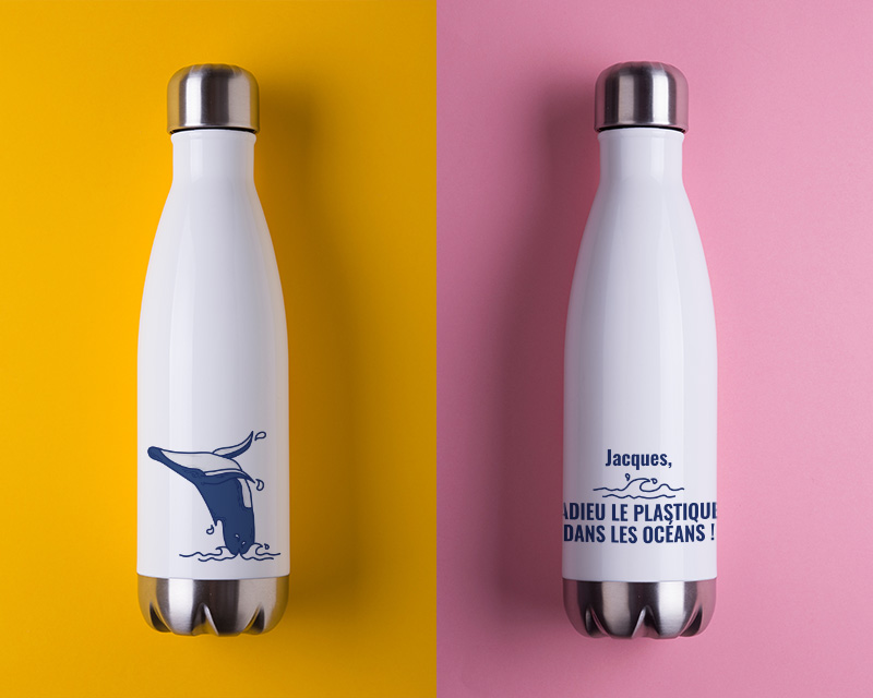 Gourde isotherme en inox personnalisable - Baleine