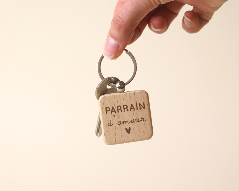 Porte-clés en bois personnalisé - Parrain