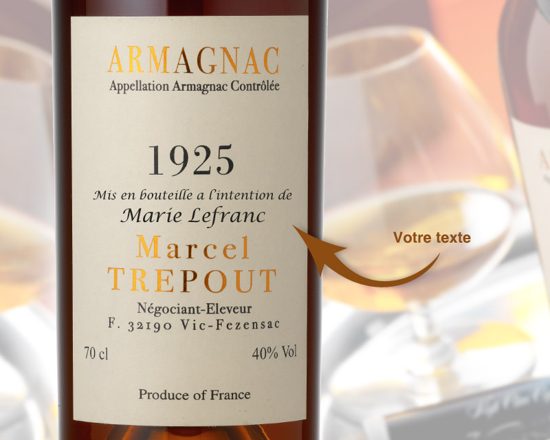 Bouteille d'Armagnac personnalisé Millésimé