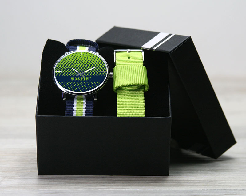 Montre duo Bleu vert Message