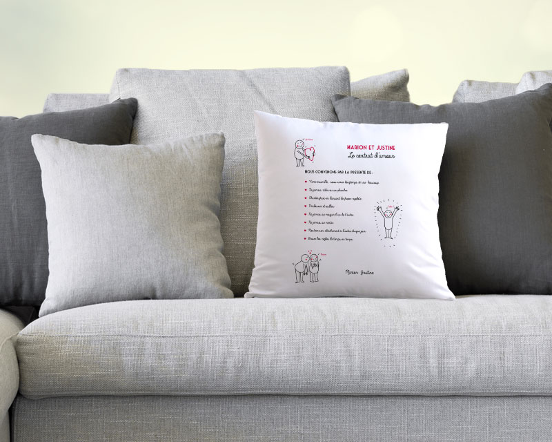 Coussin personnalisé - Contrat d'amour