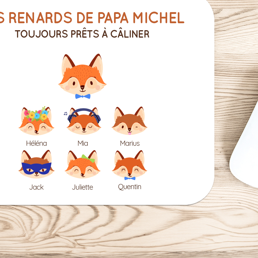 Tapis de souris personnalisé - Papa Renard et sa meute