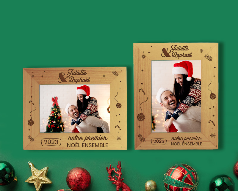 Cadre photo en bois personnalisé - Premier Noël ensemble