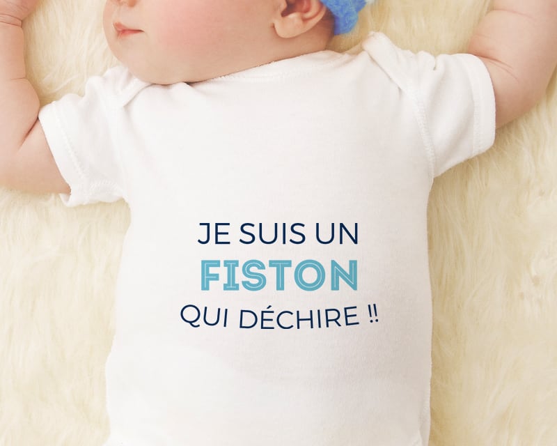 Body personnalisé pour bébé - Collection 'Je déchire' - Modèle Bleu