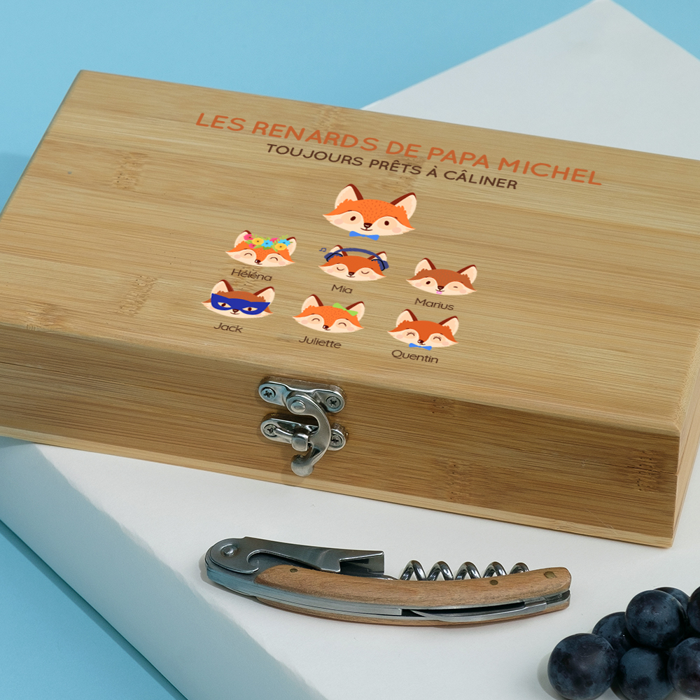 Coffret sommelier personnalisé - 5 accessoires - Papa Renard