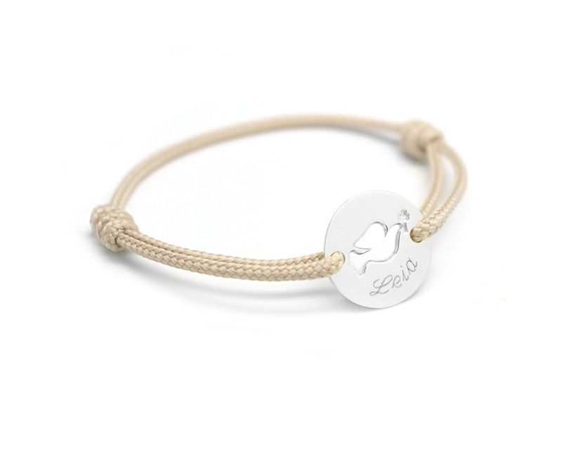 Bracelet médaille baptême personnalisé - Colombe